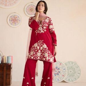 Home crimson gulbahar embroidered kurta set